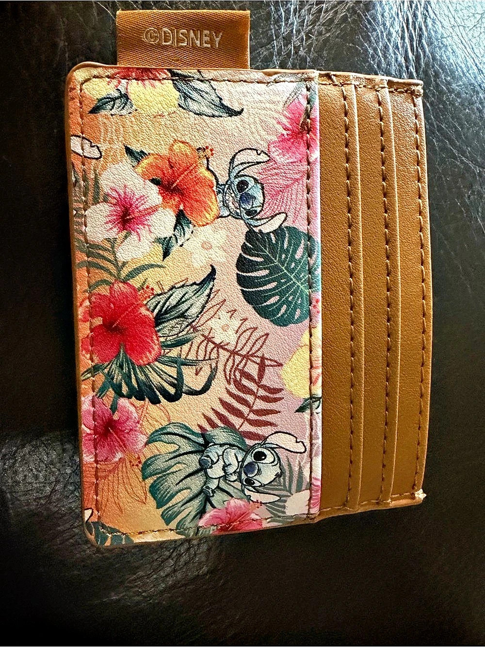Disney Loungefly Stitch Tropical Floral Cardholder Faux Leather Slim Wallet
